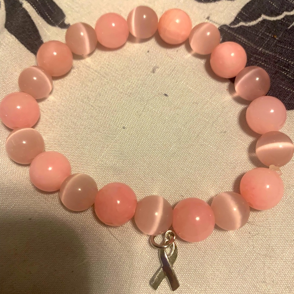 Handmade Pink Bracelet Tiger Eye Pink w/ Pink